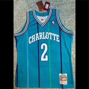 NEW Mens Mitchell & Ness Larry Johnson Charlotte Hornets - LARGE Swingman Jersey
